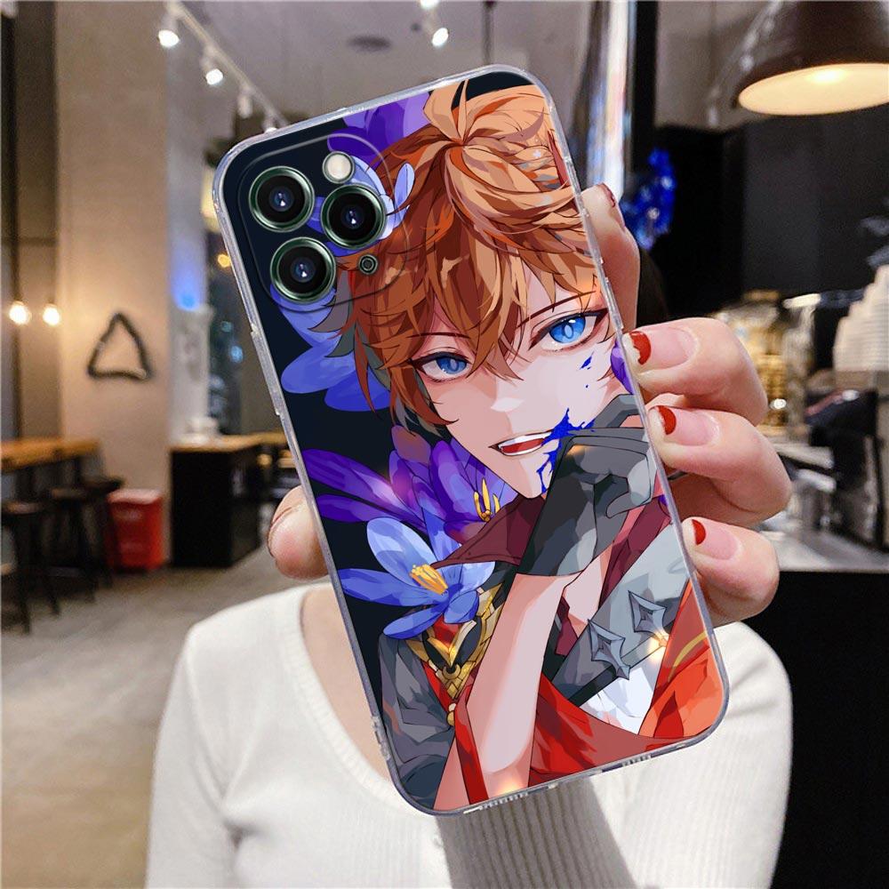 Průhledný kryt na telefon pro Apple iPhone 12 11 13 Pro Max mini XS X XR 7 8 6 Plus SE pouzdra kryt anime Genshin Impact květina hra