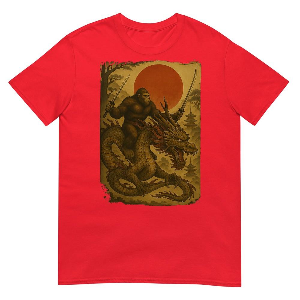 Bigfoot Ninja Riding Dragon Japanese Samurai Ukiyoe Bigfoot Tshirt S