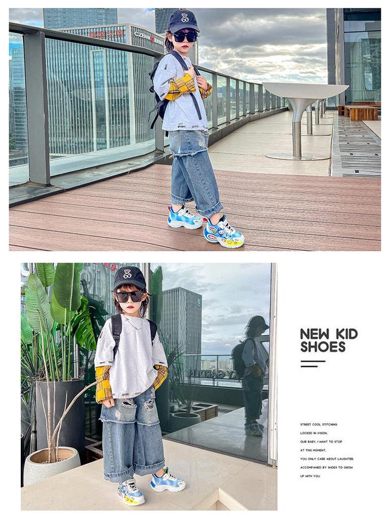 2025 Kids' Light-Up Sneakers: Autumn Velcro Mesh Shoes for Boys & Girls - Breathable Dad Shoes