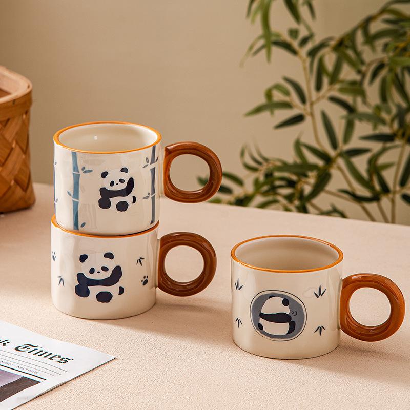 Creative Gift Panda Mug Cute National Treasure High Pretty Ceramic Coffee Cup Office Handmade Cup Household Cup