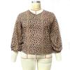 Spring and Autumn Women's Blouse Large Size Lantern Sleeve Loose Printed Shirt Long Sleeve Top