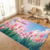 Floral Garden Theme Crystal Velvet Floor Rug Personalized Custom Name Text Warm Carpet Home Decoration
