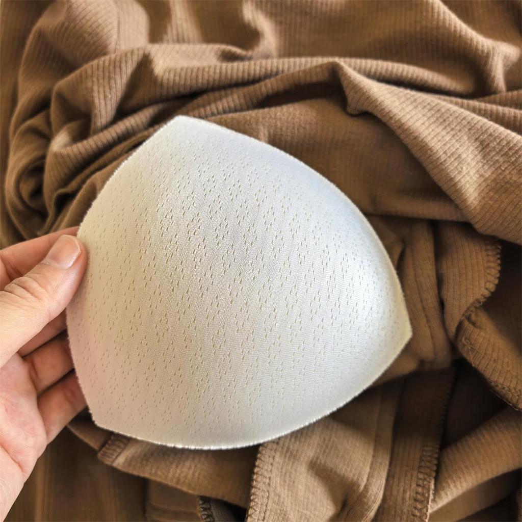 Women's Cotton Long Sleeve Two-Piece Pajamas with Chest Pads, Minimalist Style, Thickened for Spring/Winter.