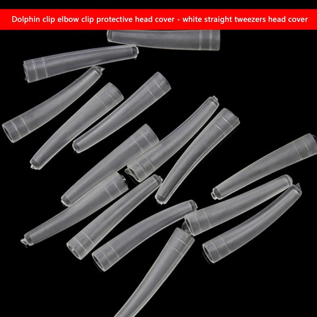 100Pcs Clear Plastic Protective Tweezers Protect Cover Eyelashes Auxiliary Tools Silicone Covers Tips Tweezers Anti-dust