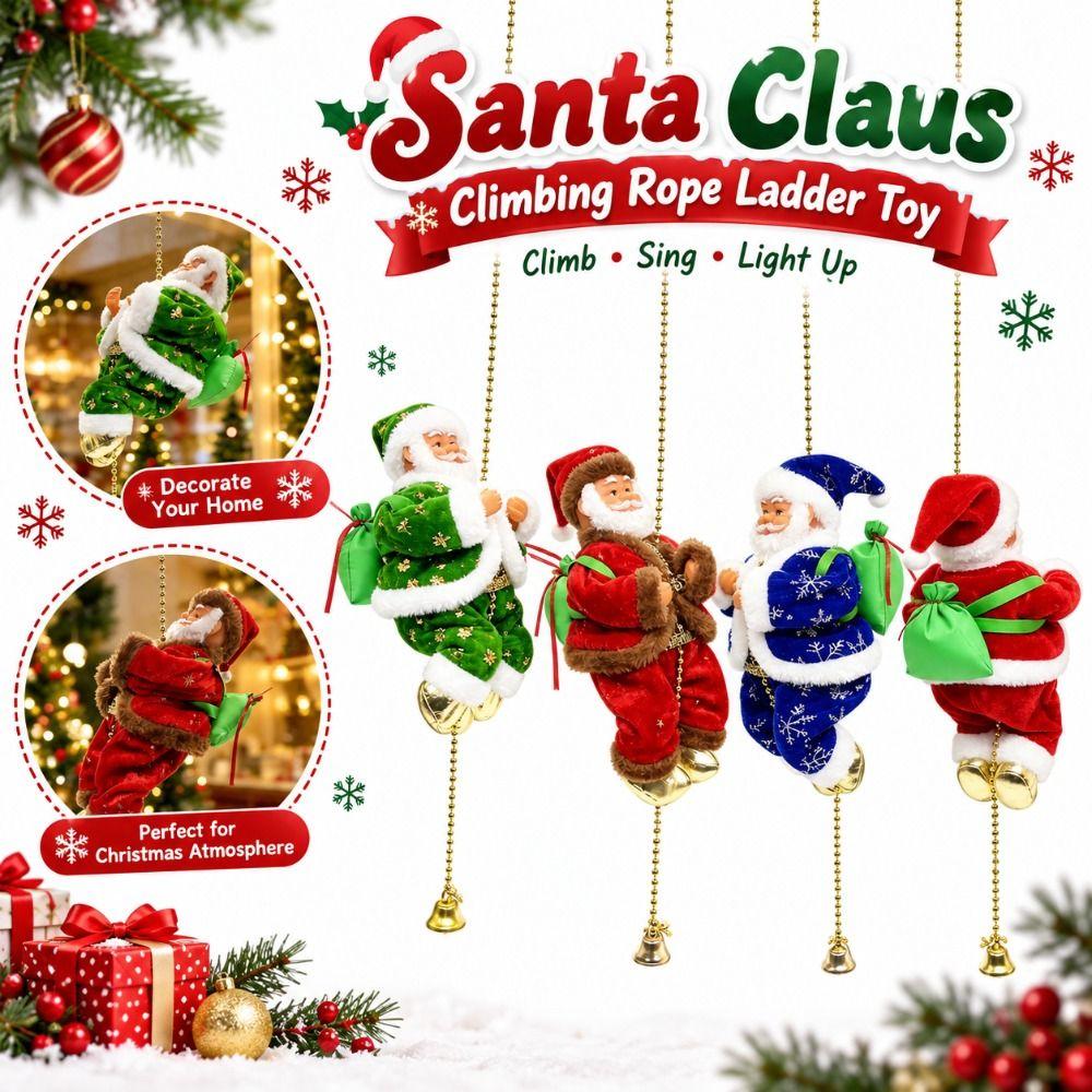 Glowing Light Santa Claus Hanging Ornament Singing Santa Claus Ornament  Home Holiday Decor
