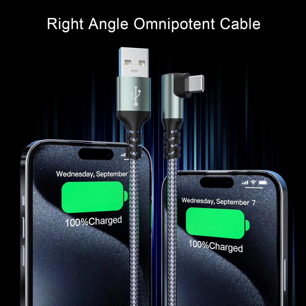 Nylon Braided USB-C to Lightning & USB Charging Cable for iPhone & Samsung - PD Fast Charge