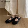 Fashion SUOJIALUN 2025 New Brand Women Flat Shoes Fashion Mix Color Ladies Elegant Mary Jane Shoe Soft Flat Heel Outdoor Dress Single Sh