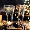 Crystal Champagne Flutes Set of 6 - 210ml Glasses for Perfect Wine Pour and Aroma Enhancement