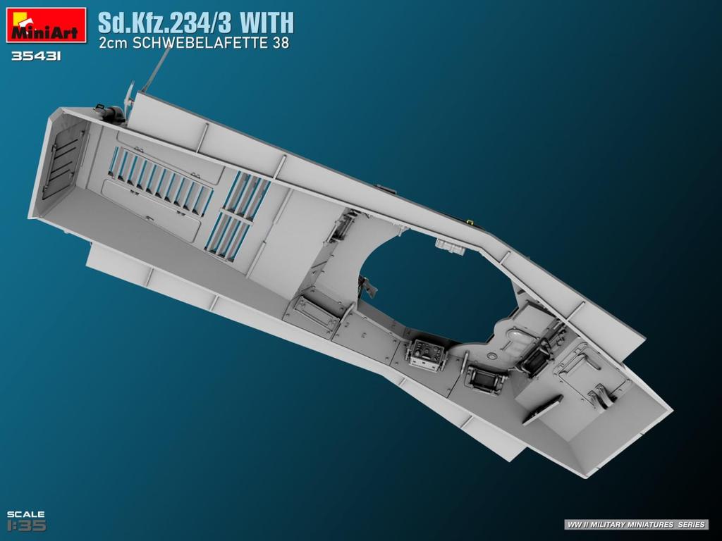 MiniArt With 2cm Schweberafet 38 Plastic Model Kit MA35431 1/35 Sd.Kfz.234/3 (Combat Vehicle)