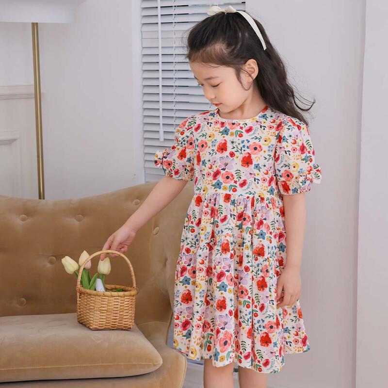 Tutu Xiaoxiang Girls  Red Floral Cotton Princess Dress 120