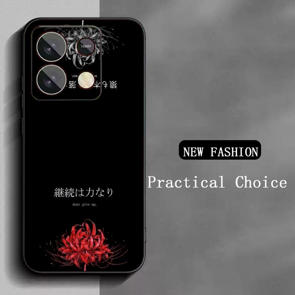 Japan Art Red Spider Lily Pattern Phone Case For Redmi Note 14 13 12 11 Pro Plus S 5G 14C A3 Soft Black Phone Cover