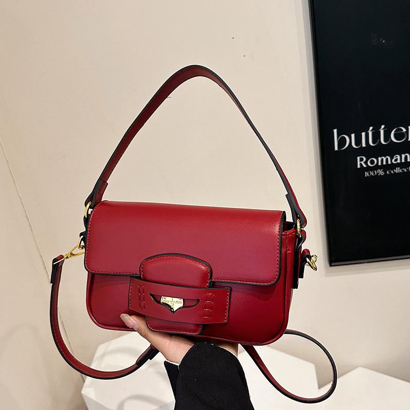 

Нишевый дизайн универсальная сумка подмышку женская новая высококлассная модная наплечная сумка-мессенджер маленькая квадратная сумка бордовый