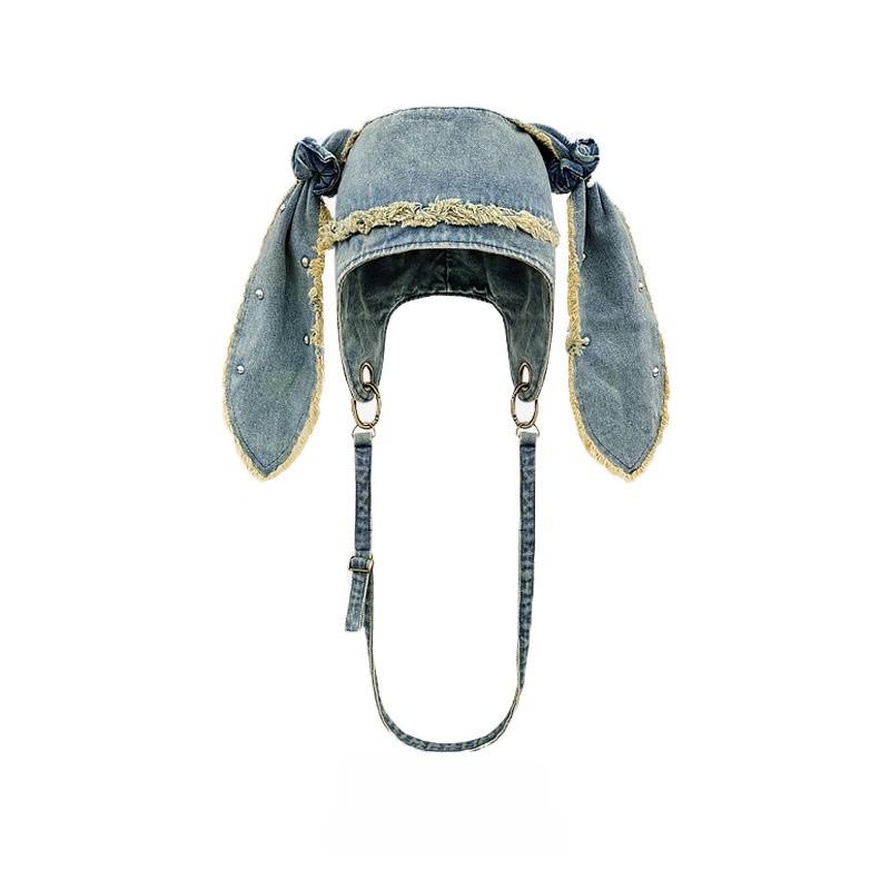 Small Designer Wash Denim Bucket Hat For Women With Sun Protection And Breathability