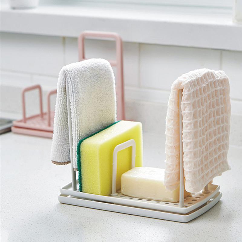 1Pcs Detachable Kitchen Dishcloth Holder Rag Hanger Sink Sponge Holder Storage Rack Shelf For Bathroom Scrubber Brush Organizer