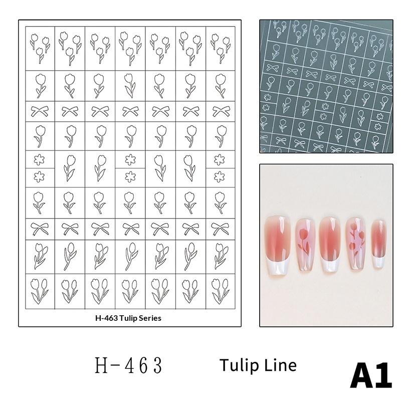 

Flower Tulip Butterfly Pattern Hollow Out Nail Art Stickers Colorful Nail Charm Template Stamp Manicure Decals Decoration