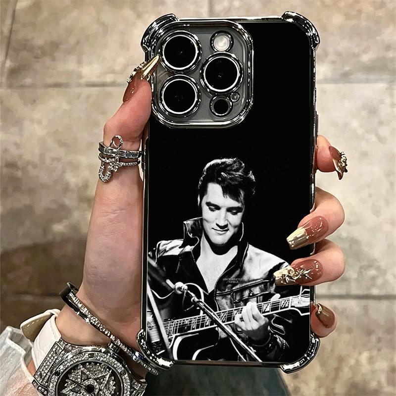 Singer E-Elvis P-Presley Soft Phone Case For iPhone 15 16 17 Air 14 Pro Max 16E Plus 13 12 Mini Plating Anti-Fall Fundas
