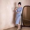 2025 Autumn New Embroidered Knitted Cheongsam Dress - Slim Fit, Retro Chinese Style for Women & Girls