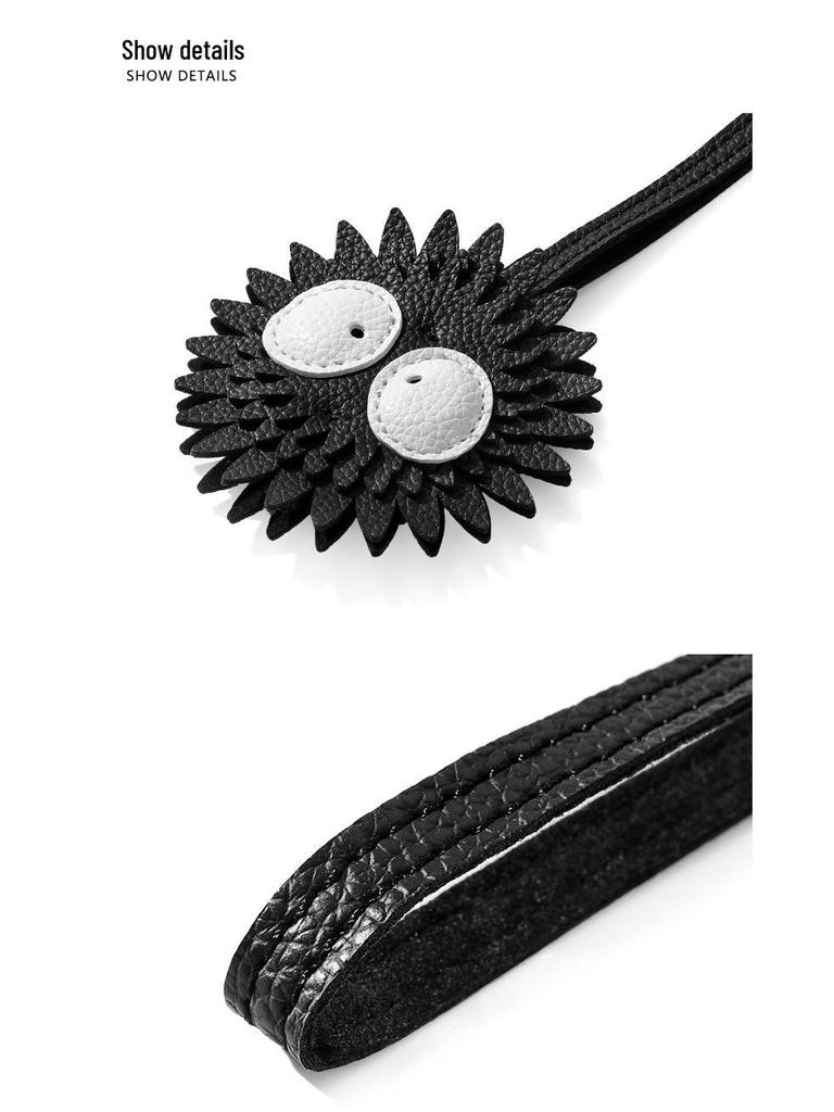 SP-103 Schwarze Kohlekugel Anhänger Lanyard - Niedliches PU Leder Schlüsselanhänger Zubehör