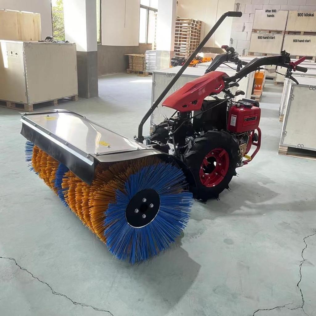 Compact Gasoline Snow Sweeper - Multifunctional All-Gear Push-Type Snow Removal Equipment
