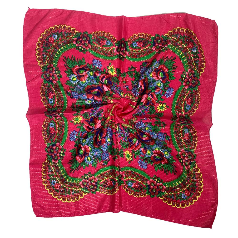 Women Square National Scarf 70*70Cm Russian Retro Floral Print Head Scarves Bandana Foulard Femme Muslim Headwrap Babushka Scarf