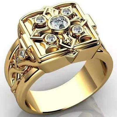 Cross Open Cap Cuffic Locklet Small Secret Pattern Copper Rings For Men Engagement Wedding Party Male Ring Jewelry