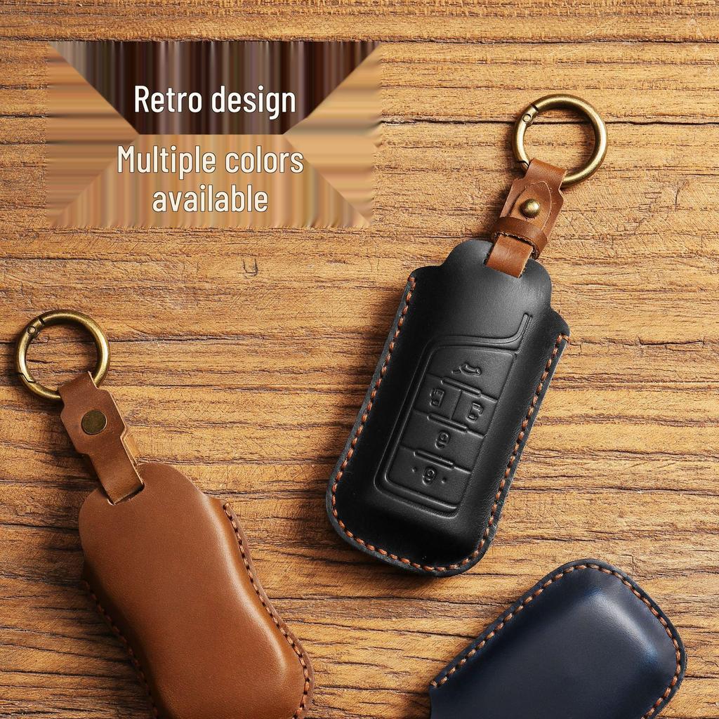 Genuine Leather Car Key Case for GAC Trumpchi GS8/GM8 - Full Coverage Protective Shell