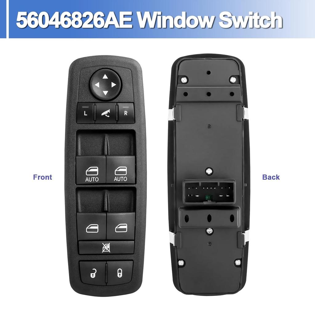 56046826AE Master Power Window Switch Left Driver Side 3+8 Pins Fits for Ram 1500 2500 3500 2016-2018, Ram 1500 Classic 2019-2024, Dodge Journey