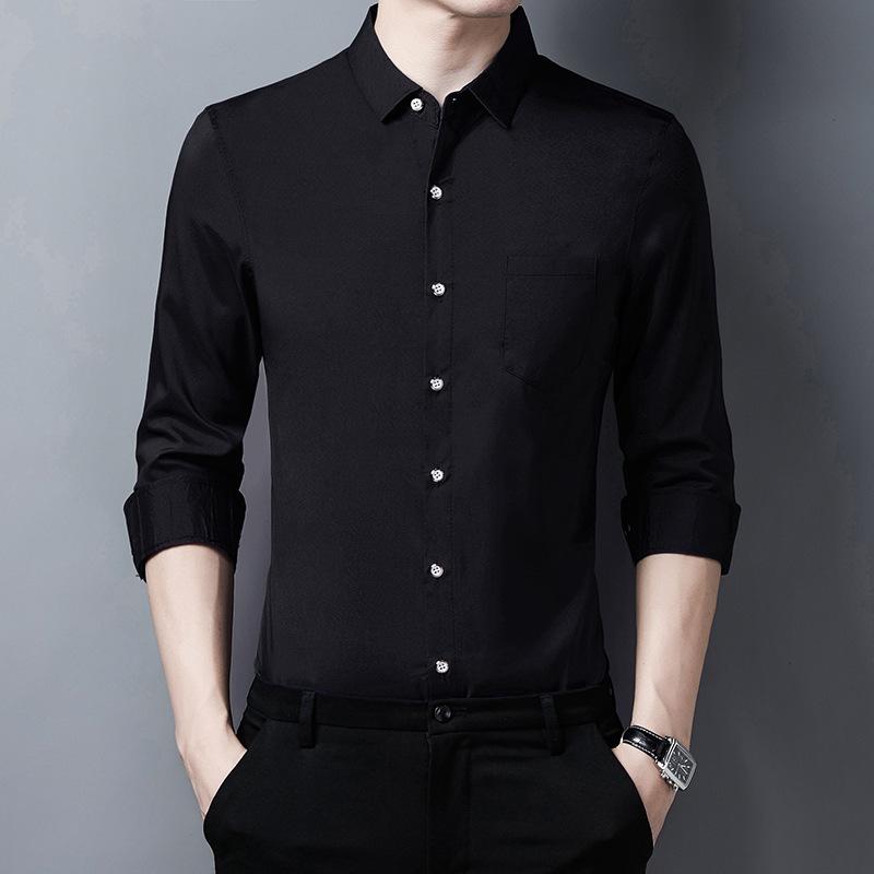 Spring and Autumn Men's Long-sleeved Shirt Youth Casual Solid Color Shirt Men's One Piece
