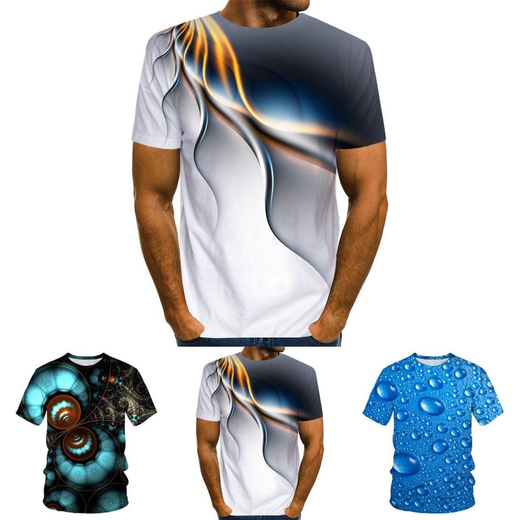 Mesmerizing 3d Printed Mens T-shirt With Unique Raindrop Design O-neck Summer Tops