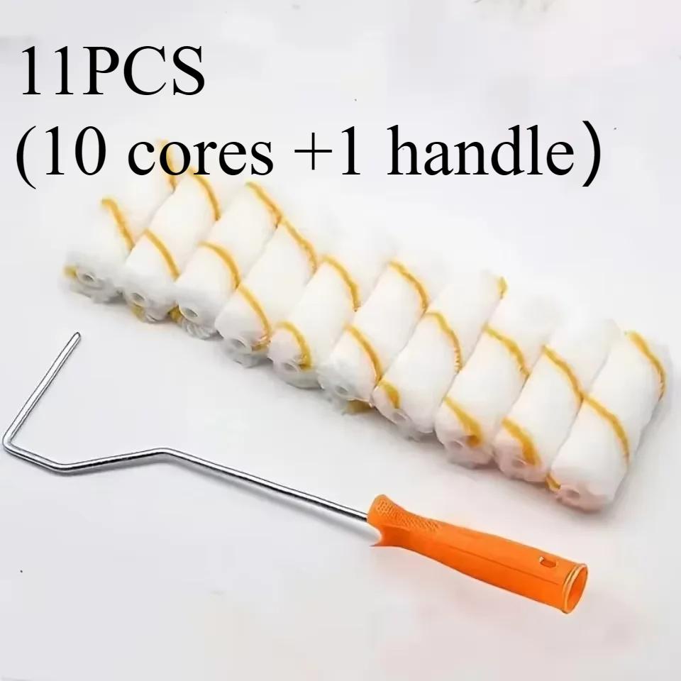 11pcs Paint Roller Kit Little finger roller brush small corner latex paint roller core small roller bracket polyester blend