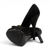 Great LOUIS VUITTON pumps LV Metal Ribbon Rhinestone Suede Leather black 35.5 Used
