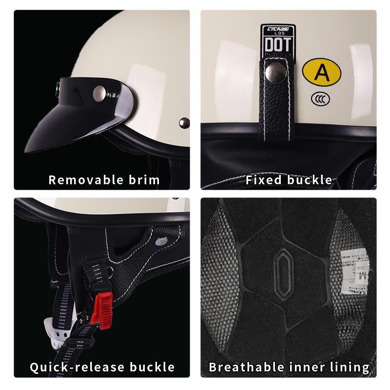 Retro motorcycle half helmet, scoop helmet cruising motorcycle helmet