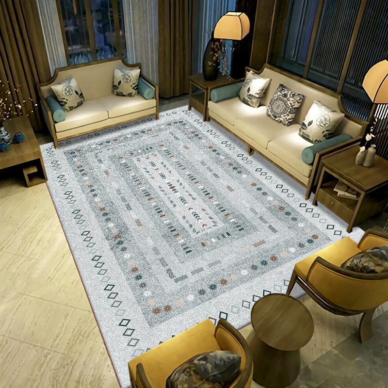 New Chinese Style Living Room Carpet Ethnic Tea Table Sofa Bedroom Bedside Carpet Easy To Maintain Carpet Mat