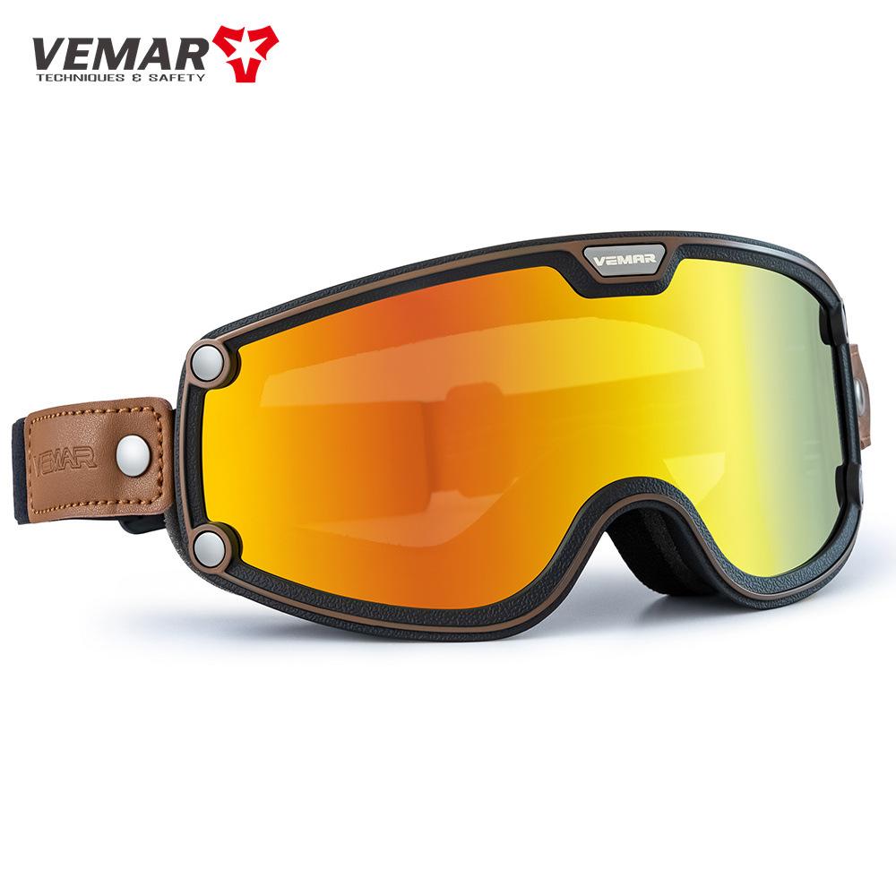 VEMAR Motorcycle full-face helmet goggles Harley vintage windproof and sandproof goggles motorcycle off-road riding helmet goggles Average Size