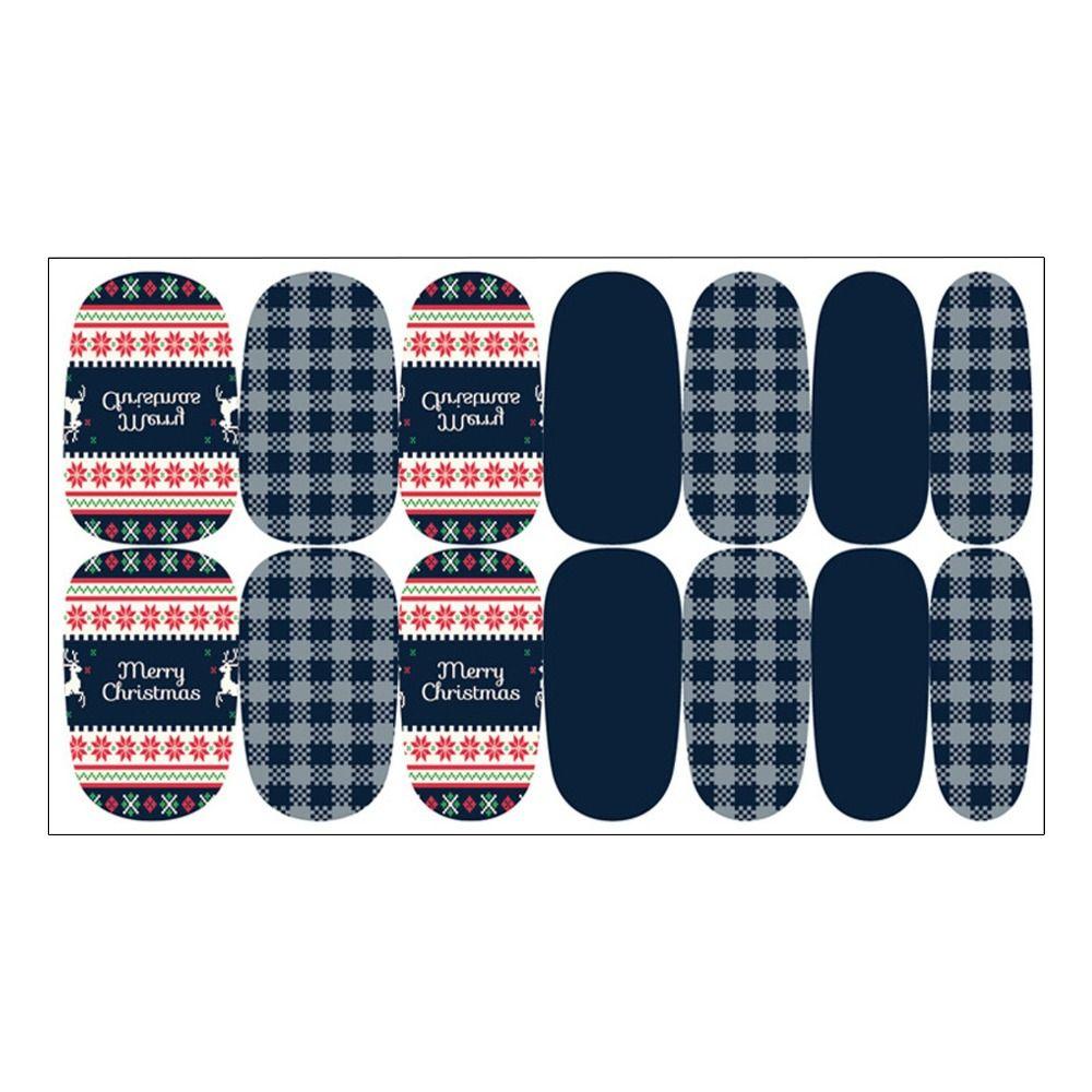 1Seet/14PCS Nail Art Christmas Nail Stickers Self-Adhesive Nail Polish Strips Full Stickers DIY