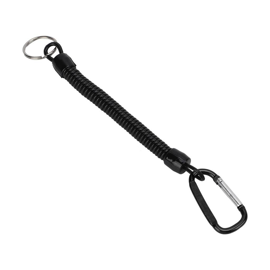 Retractable Spring Elastic Rope Security Gear Tool Anti Lost Keychain Fishing LanyardBlack