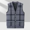 Men's Sweater Vest Casual Sleeveless Knit Jackets Men Fashion Plaid V-neck Cardigans Man Clothes Knitted Waistcoat
