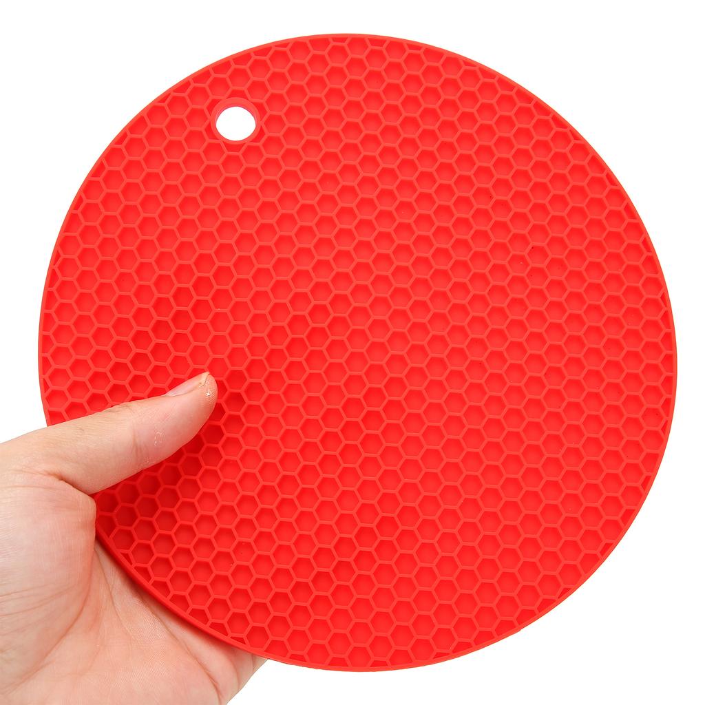 Round Shape Mat Food Grade Thickened Silicone Placemat Insulation Pad Microwave Oven MatRed