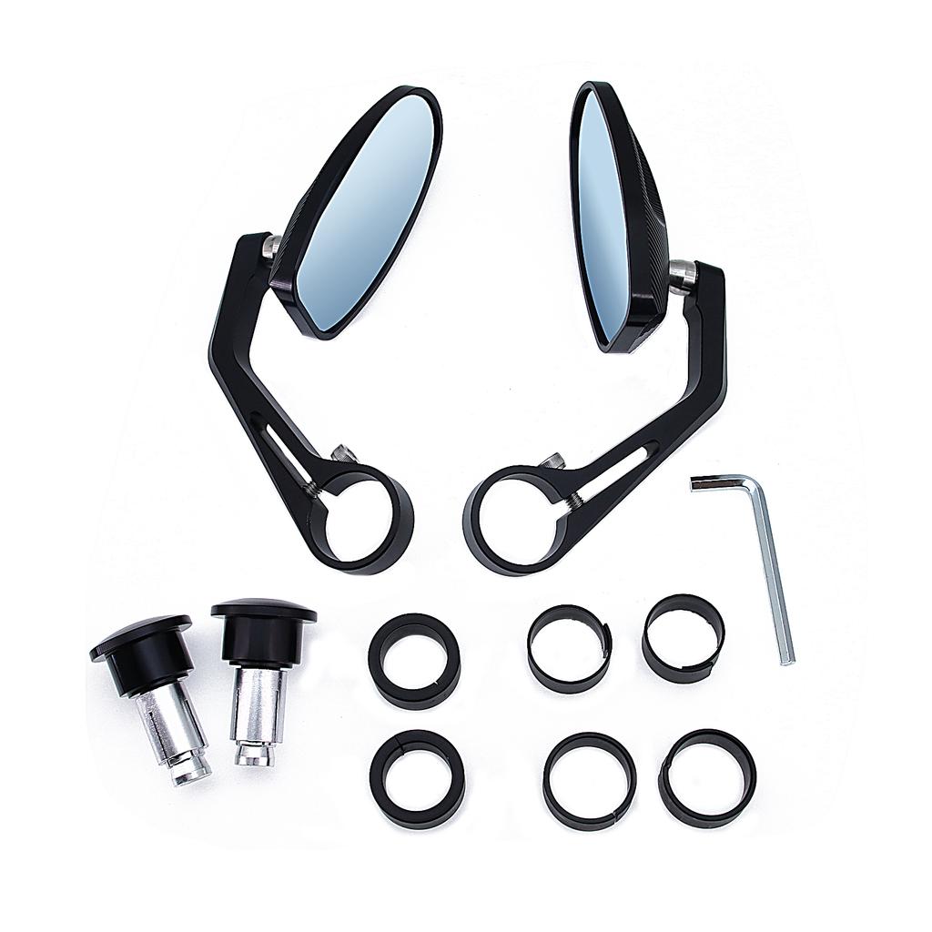 Aluminum Universal Motorcycle Handlebar Reflector Rear View Mirrors 1 Pair Ellipse Bar End Rearview Mirror Motorbike Accessories