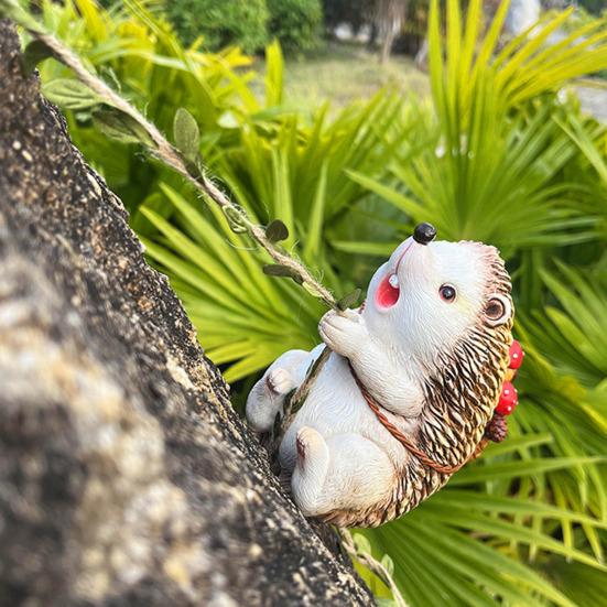 Kletternder Igel Figur Handgefertigt Harz Igel Statue Wand Tier Dekoration für Zuhause Garten Baum Zaun
