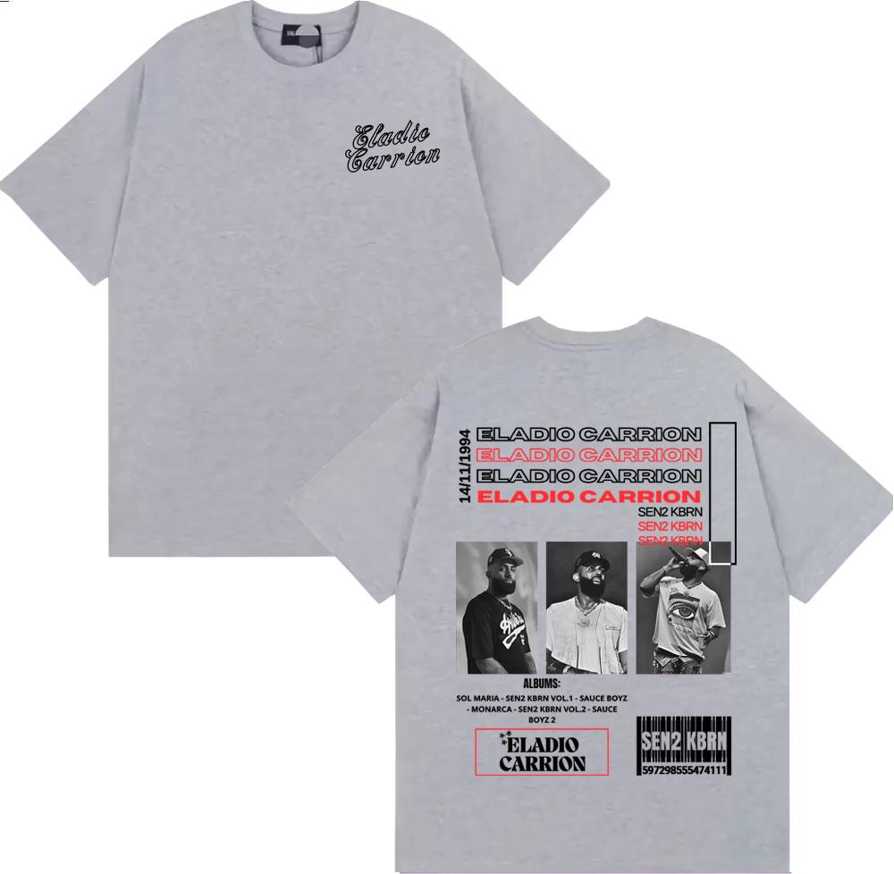 2025 Summer Rapper Eladio Carion Sen2kbn Album Tour Tshirt Mens Hiphop High Street Tshirt 100 Cotton Oversized Tshirt