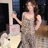 French Leopard Print Suspender Pajamas Women's Summer New Ice Silk Loungewear Suit Can Be Worn Outside Pure Desire Style High Sense