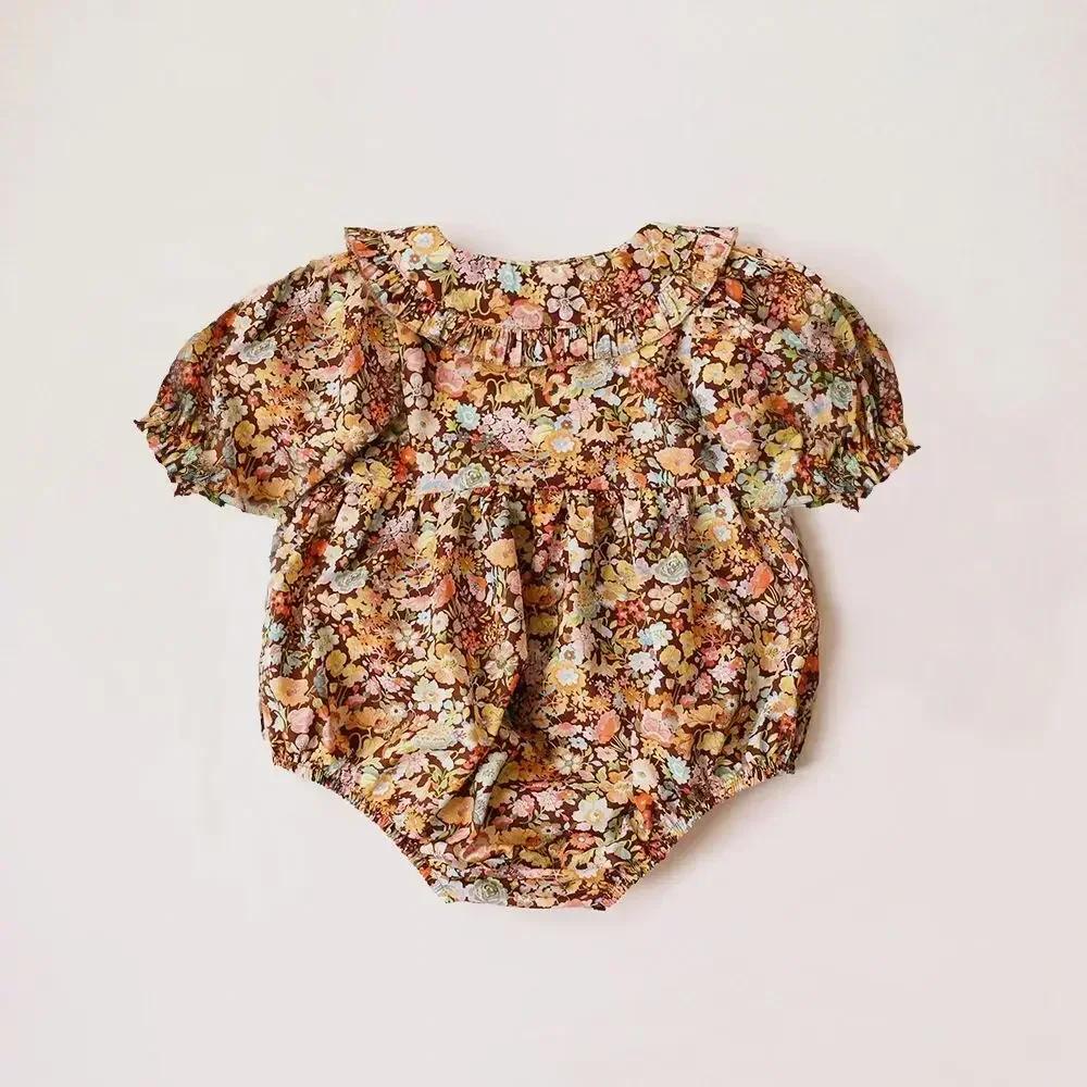Cute Floral Bodysuit for Infant Cotton Short Sleeve Baby Girl Romper Summer Newborn Clothing