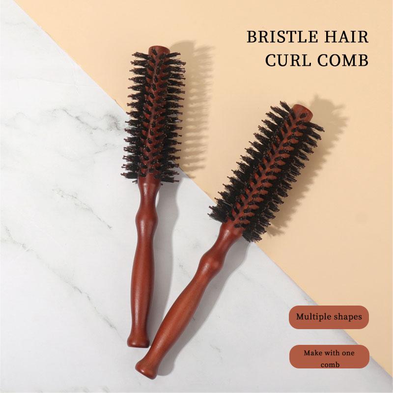 6 Tipi Pettine per Capelli Ricci Strumenti per Parrucchieri Styling Manico in Legno Setole Spazzole Rotanti