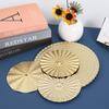 Amosfun 4pcs Metal Wall Hanging Ornament Disc Sunburst Wall Hanging Fan Sculpture for Home Office Decoration