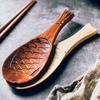 Japanese Style Wooden Rice Spoon for Serving Non Sticky Rice, High-end Solid Wood Rice Shovel for Household Kitchen, Fish Shaped Boutique Wooden Spoon