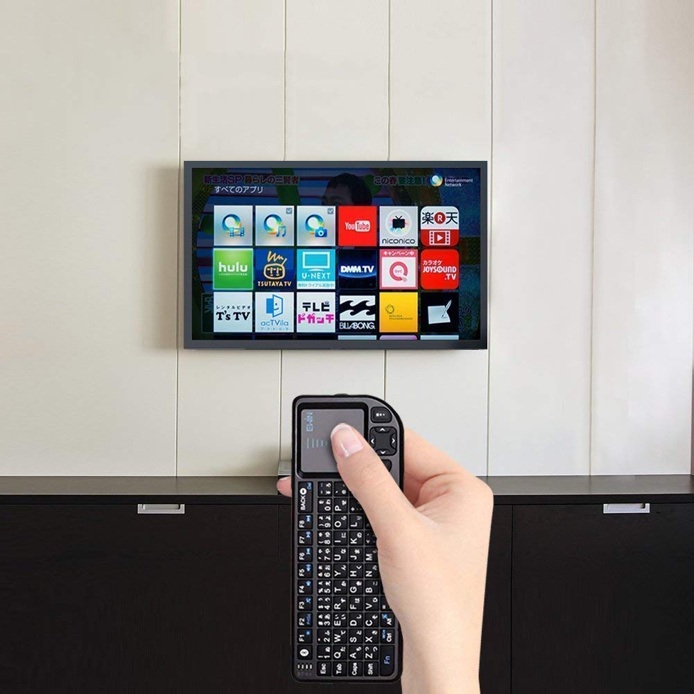 Ewin Mini Bluetooth Keyboard with Touchpad, Integrated Mouse and Wireless USB Receiver, Black [Japanese Instructions Included]