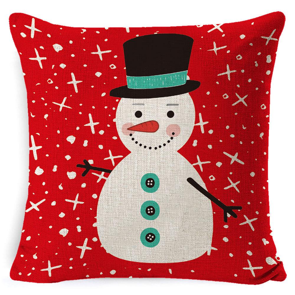 Christmas Celebration Pillow Elk Snowman Festive Cushion Cover Red Sofa Back Cushion Pillow Cover