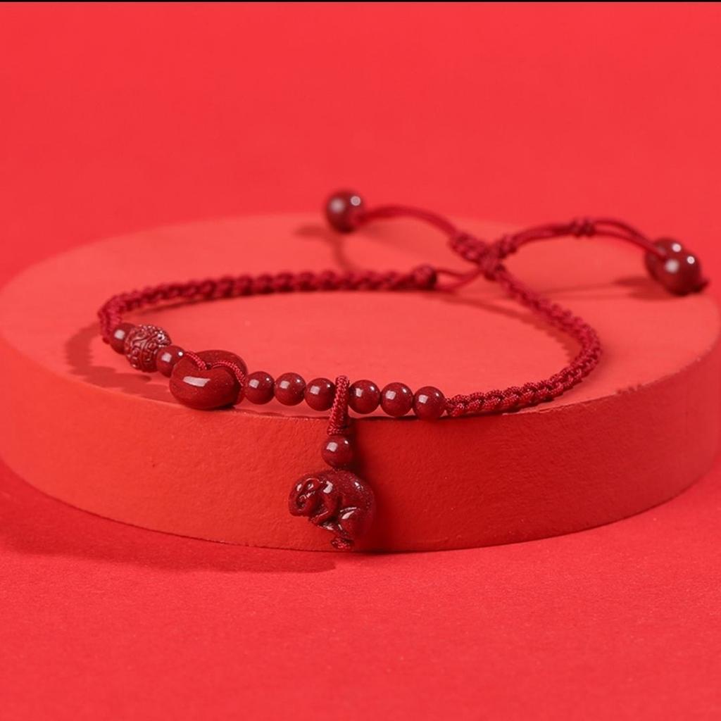 Men's and Women's Zodiac Natural Cinnabar Red Rope Anklet Female Girlfriend Anklet Female