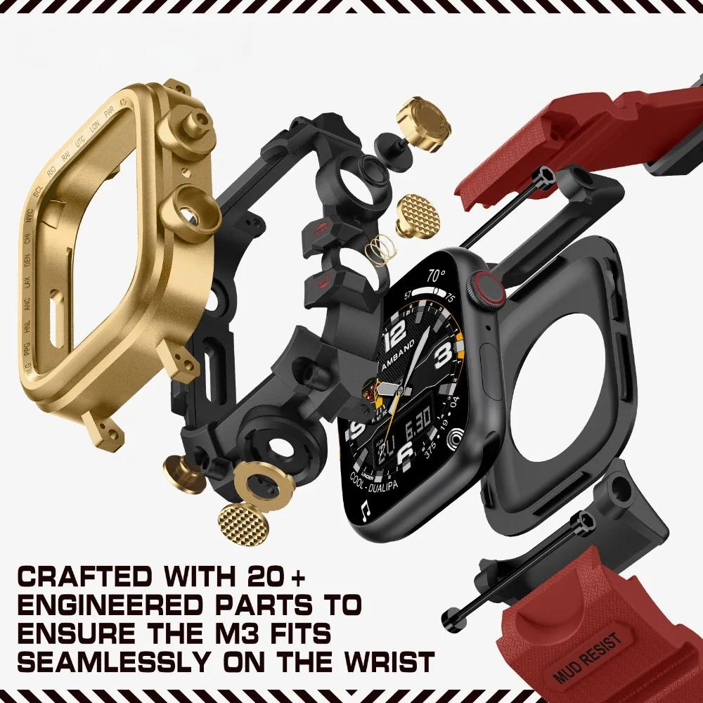 LUJING Σχεδιασμός Κιτ Τροποποίησης Για Apple Watch Σειρά 11 46mm 45mm 44mm Θήκη Ανακατασκευής Λουράκι Σιλικόνης Για iWatch Ultra 3 49mm 10 9 8 7 6 SE 5 4 Βραχιόλι